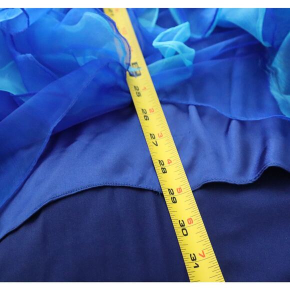 Vienna Blue Strapless Dress Sequin Chiffon Tiered Ruffled Bottom Hi Low Gown 6 - Picture 12 of 14